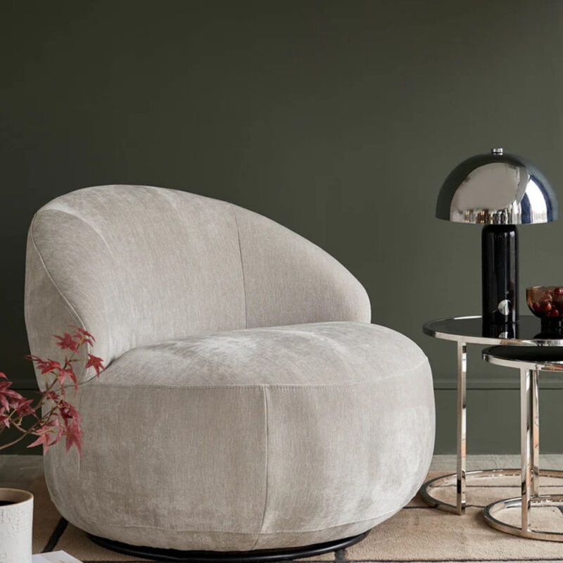 Daphne swivel chair in light grey fabric front view