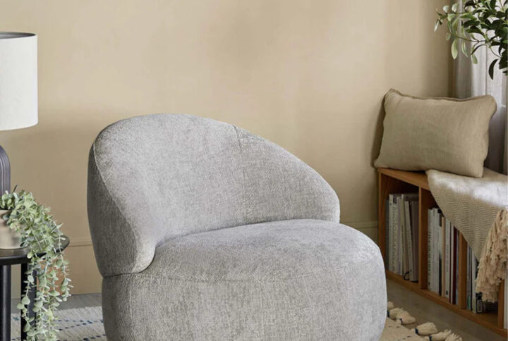 daphne light grey swivel accent chair front view