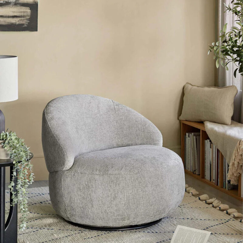 daphne light grey swivel accent chair front view