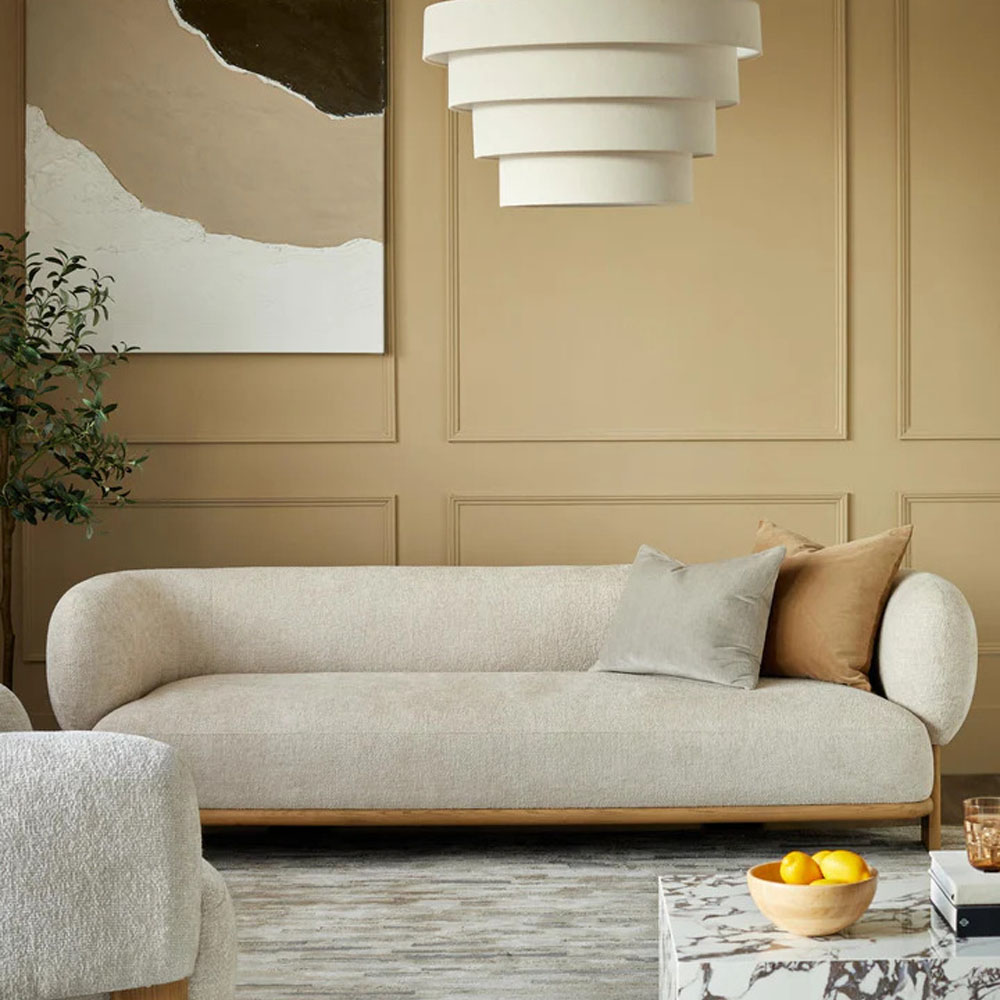 Florence Natural Fabric 3 Seater Sofa (10)