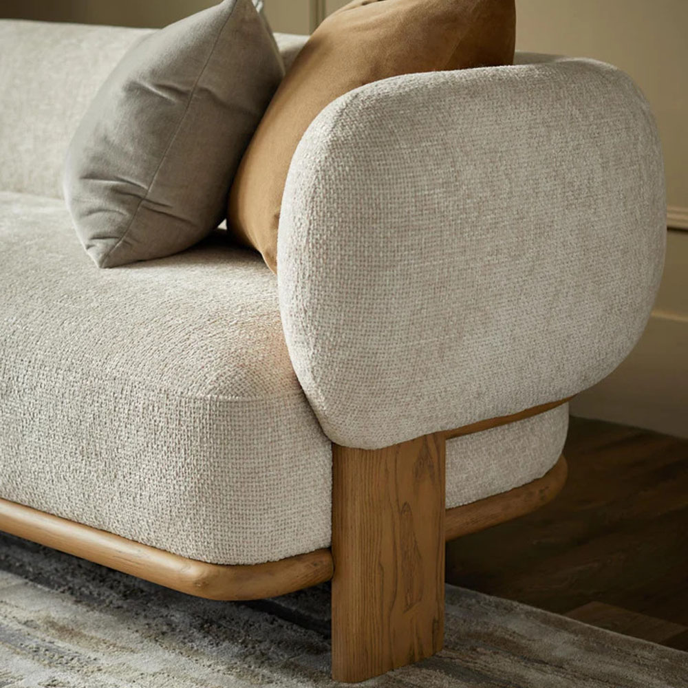Florence Natural Fabric 3 Seater Sofa (3)