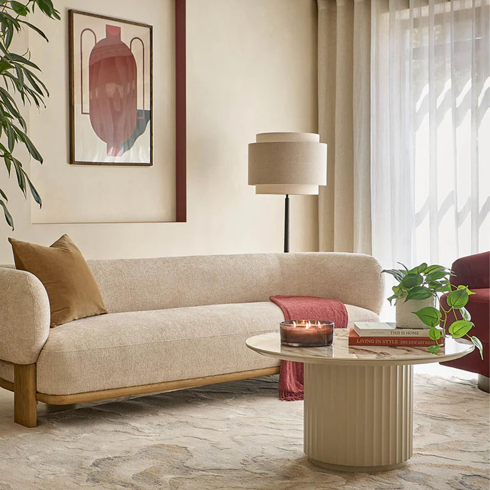 Florence Natural Fabric 3 Seater Sofa (4)