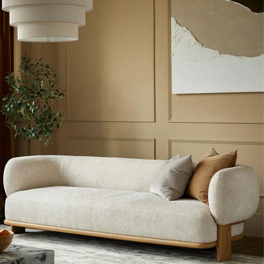 Florence Natural Fabric 3 Seater Sofa (5)