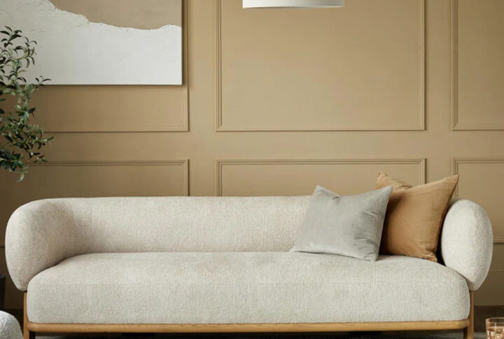 Florence natural fabric 3 seater sofa in living room