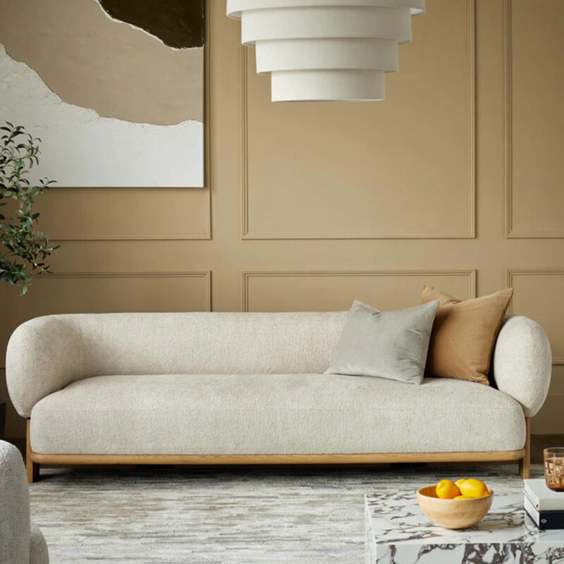 Florence natural fabric 3 seater sofa in living room