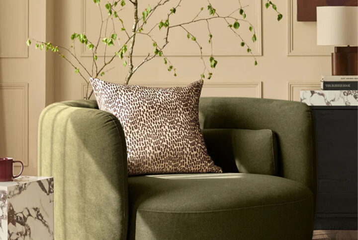 Henry olive green velvet love seat