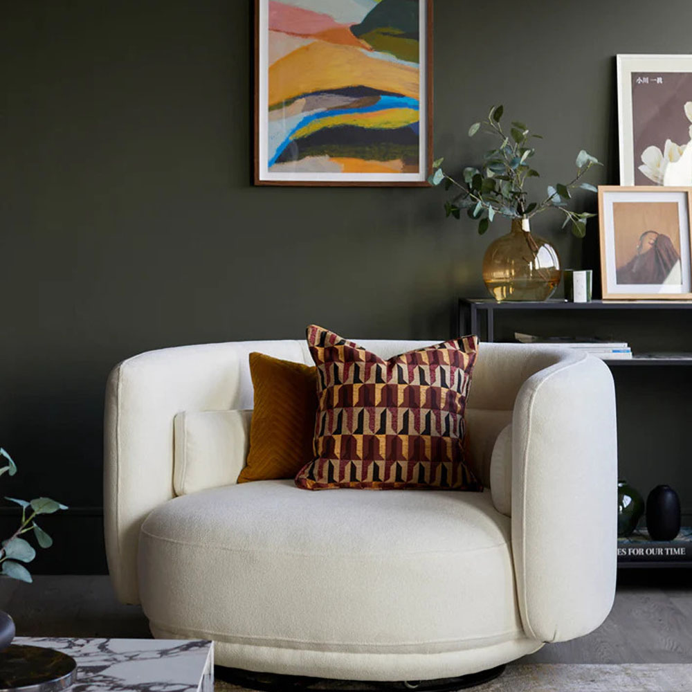 Henry ivory boucle swivel love seat (2)
