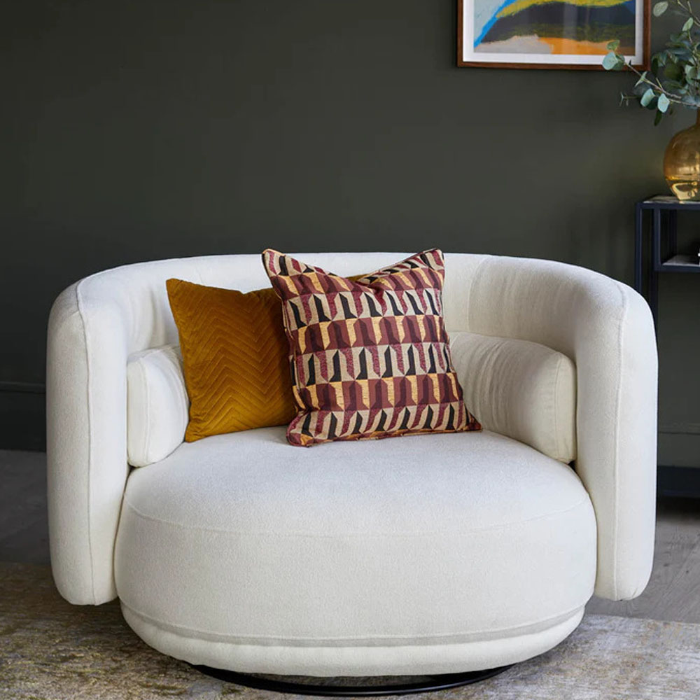 Henry ivory boucle swivel love seat (3)