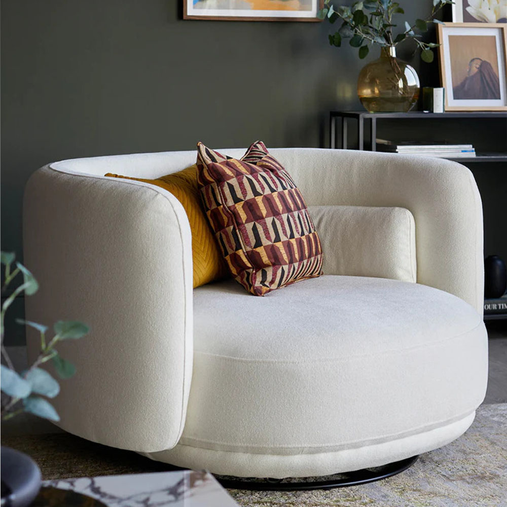 Henry ivory boucle swivel love seat (7)