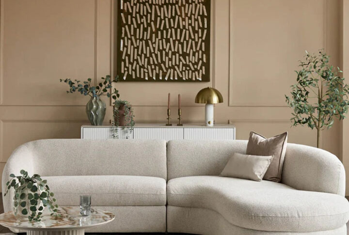 Ottilie natural fabric right hand corner chaise sofa