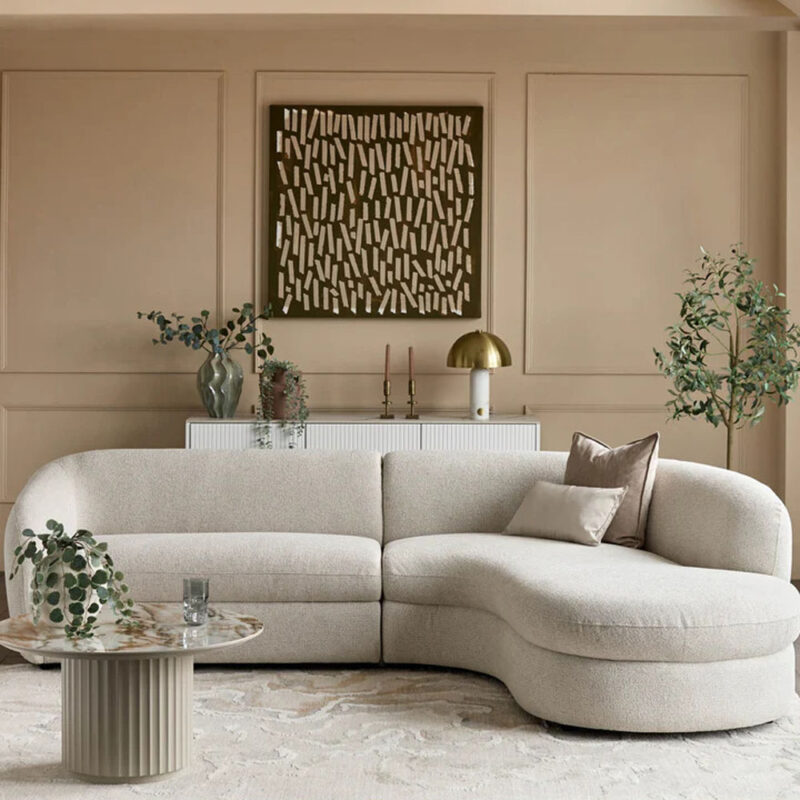 Ottilie natural fabric right hand corner chaise sofa