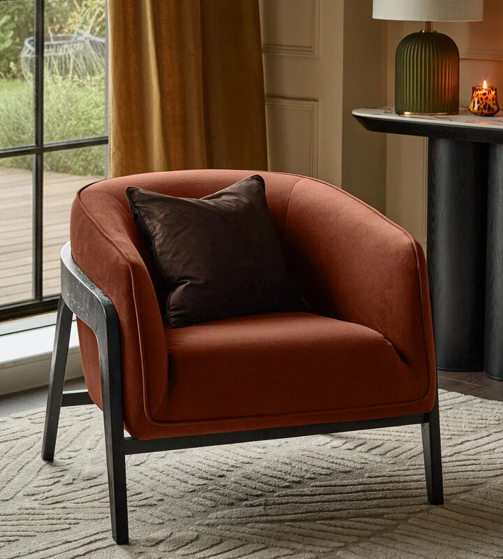 Palmer Toffee Red Occasional Chair in living room