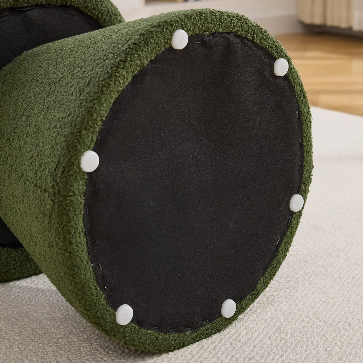 360 Swivel Mushroom Ottoman – Teddy Fabric Footstool Leisure Italian (13)