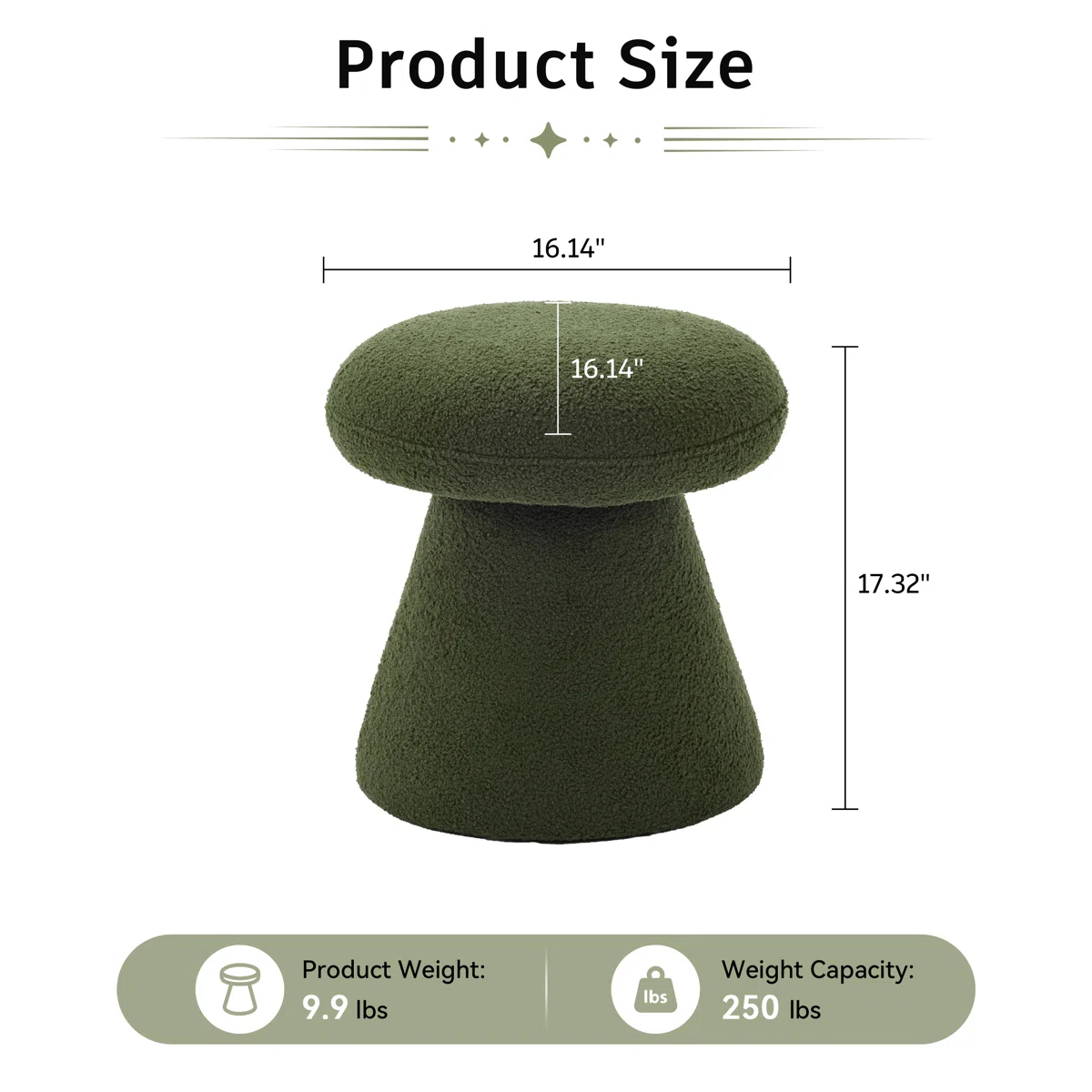 360 Swivel Mushroom Ottoman – Teddy Fabric Footstool Leisure Italian (14)