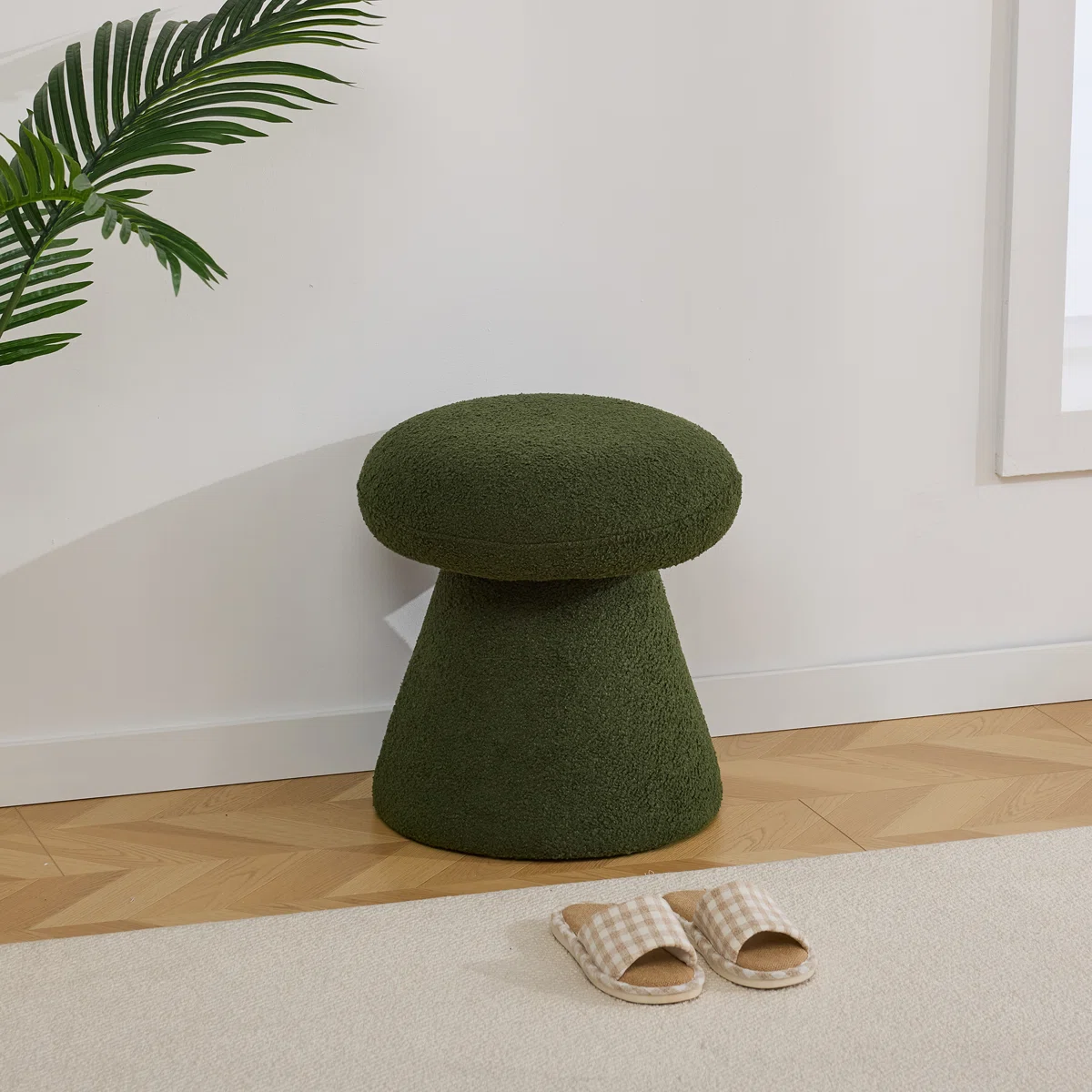 360 Swivel Mushroom Ottoman – Teddy Fabric Footstool Leisure Italian (16)