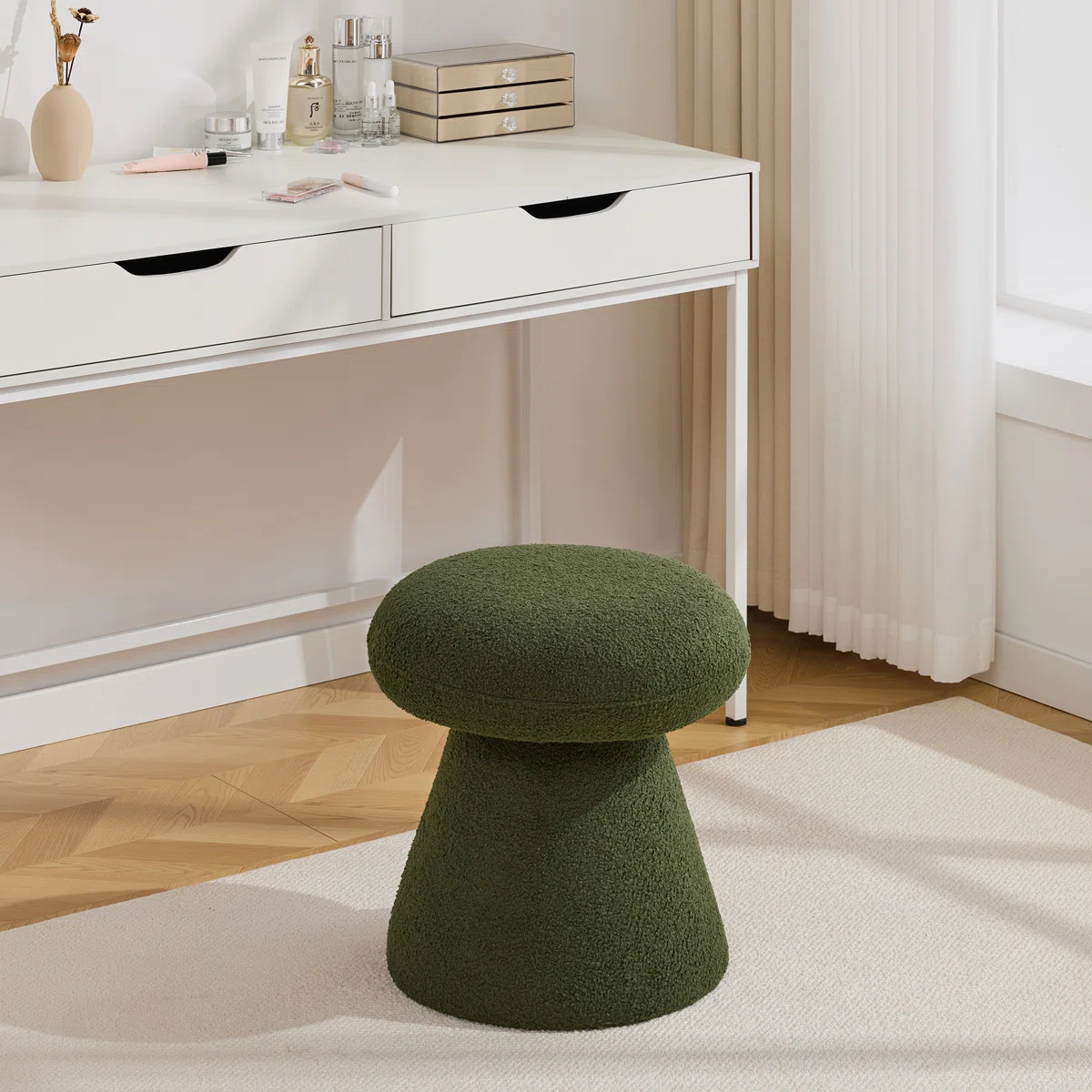 360 Swivel Mushroom Ottoman – Teddy Fabric Footstool Leisure Italian (19)