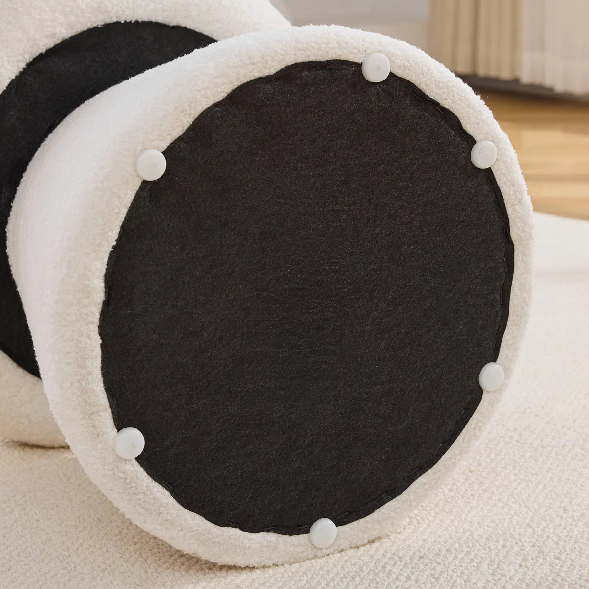 360 Swivel Mushroom Ottoman – Teddy Fabric Footstool Leisure Italian (22)
