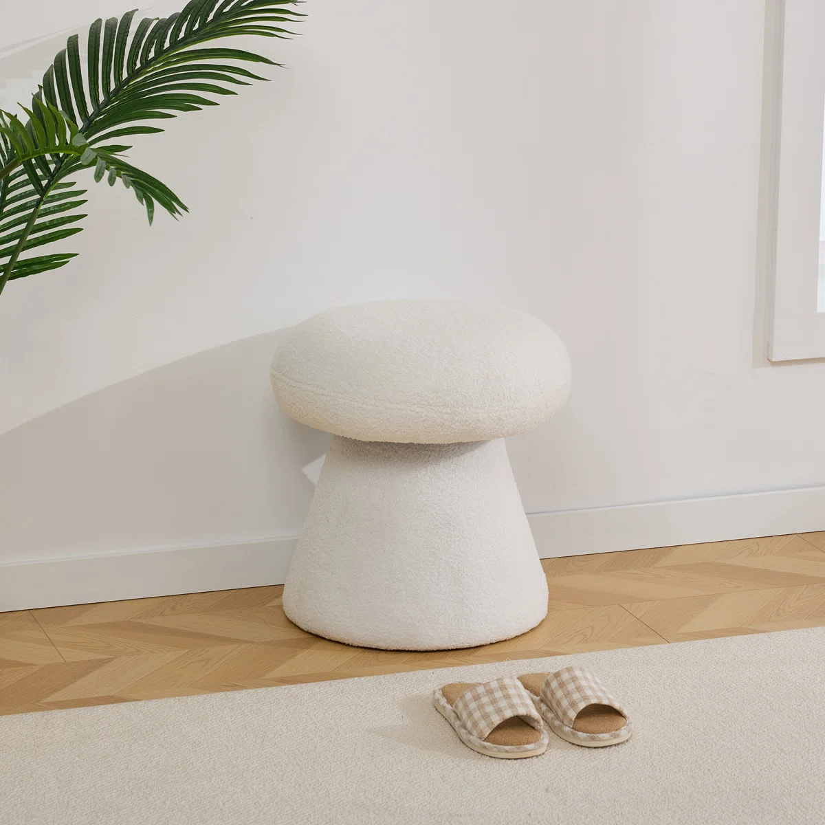 360 Swivel Mushroom Ottoman – Teddy Fabric Footstool Leisure Italian (25)