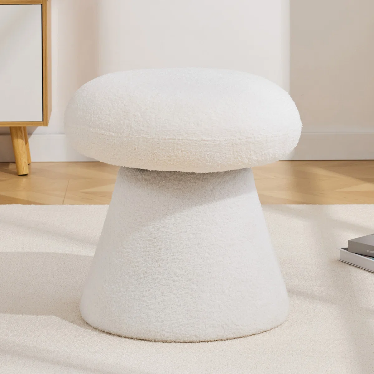 360 Swivel Mushroom Ottoman – Teddy Fabric Footstool Leisure Italian (3)