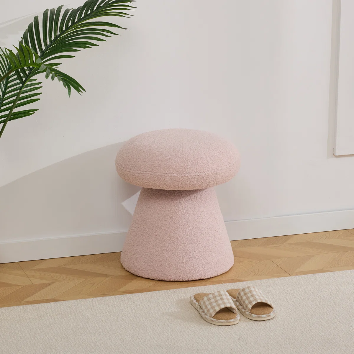 360 Swivel Mushroom Ottoman – Teddy Fabric Footstool Leisure Italian (7)
