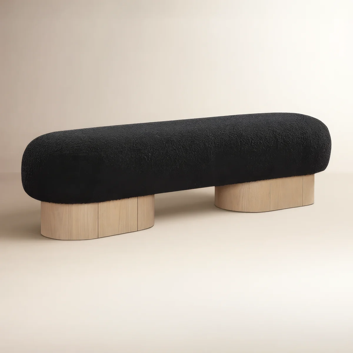 Art Deco Black Wood Accent Seating Bench (3)
