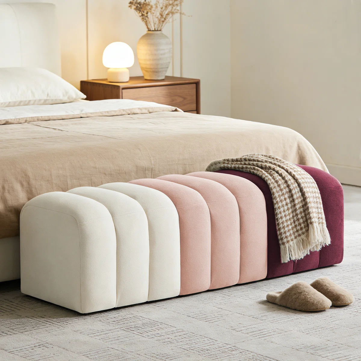 Entryway Velvet Bench – Modern Green Ombre Channel Tufted Seating (18)