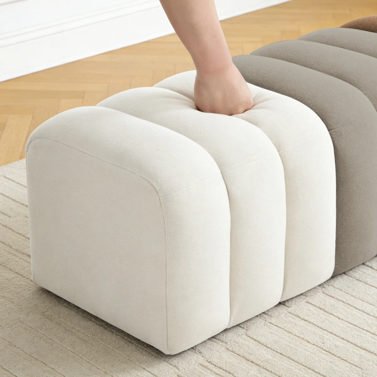 Entryway Velvet Bench – Modern Green Ombre Channel Tufted Seating (7)