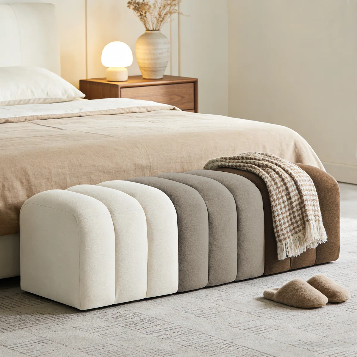 Entryway Velvet Bench – Modern Green Ombre Channel Tufted Seating (8)