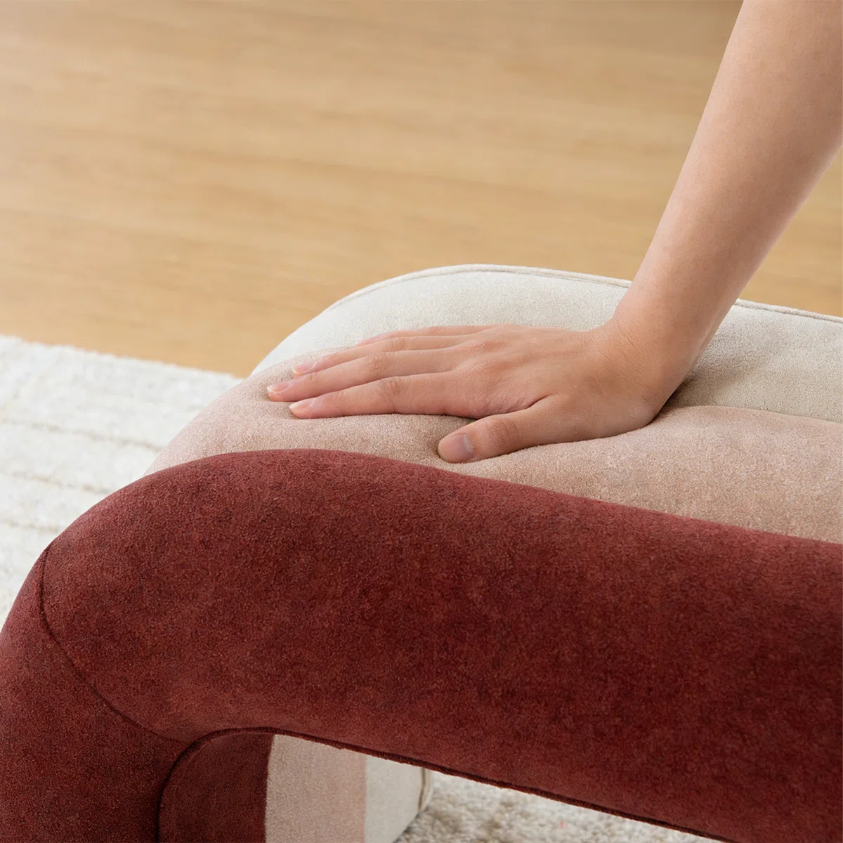 Velvet Upholstered Waterfall Bench – Ombre Seating Leisure Italian (1)