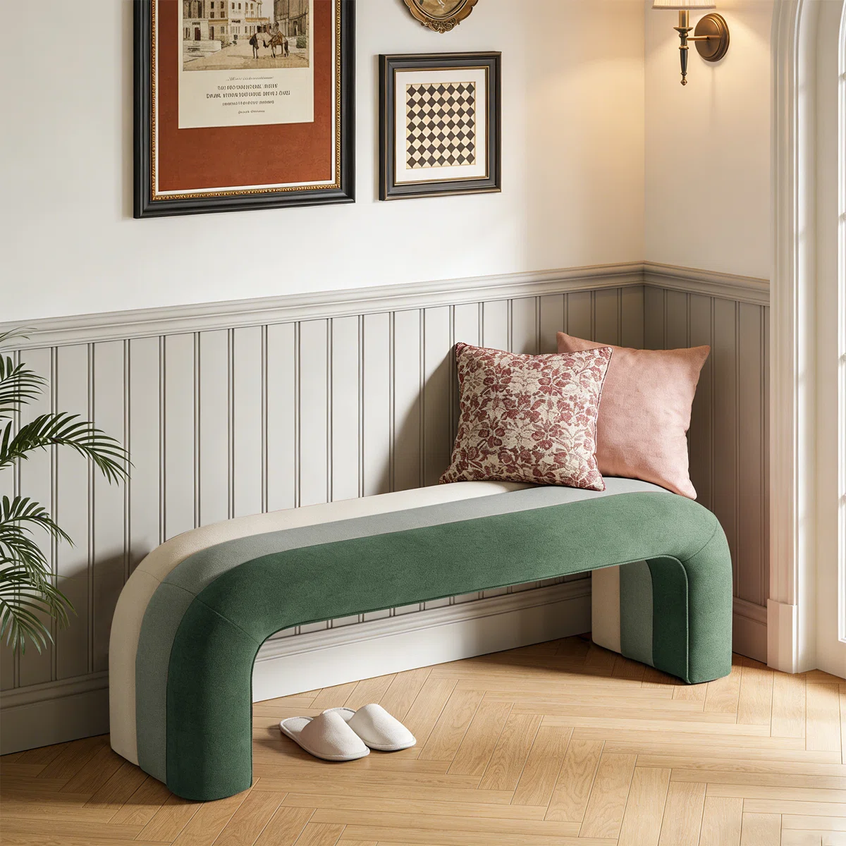 Velvet Upholstered Waterfall Bench – Ombre Seating Leisure Italian (12)