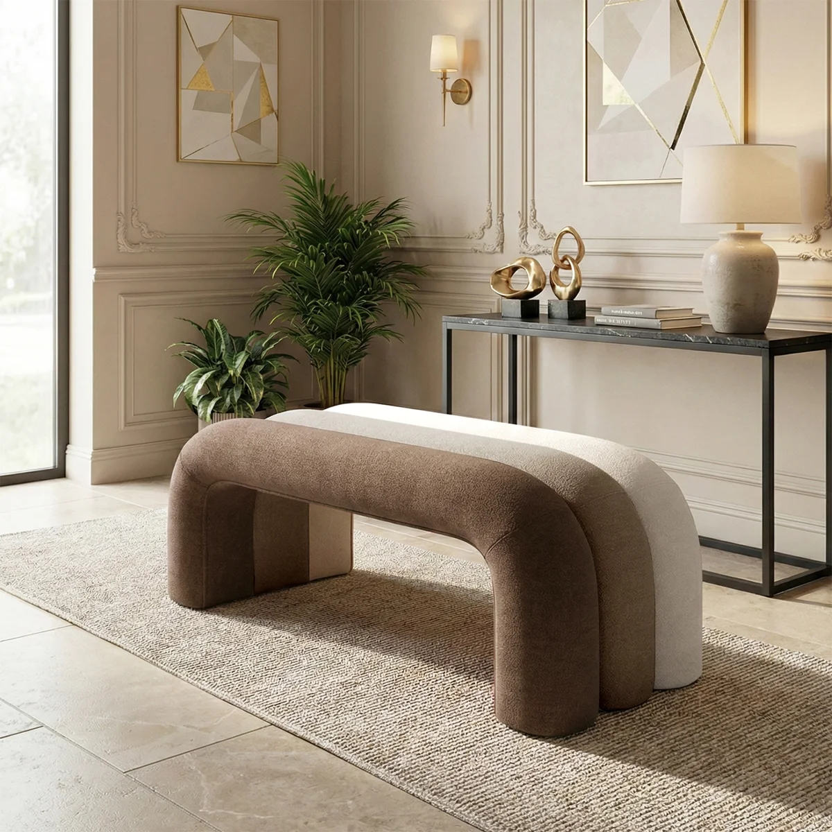 Velvet Upholstered Waterfall Bench – Ombre Seating Leisure Italian (18)