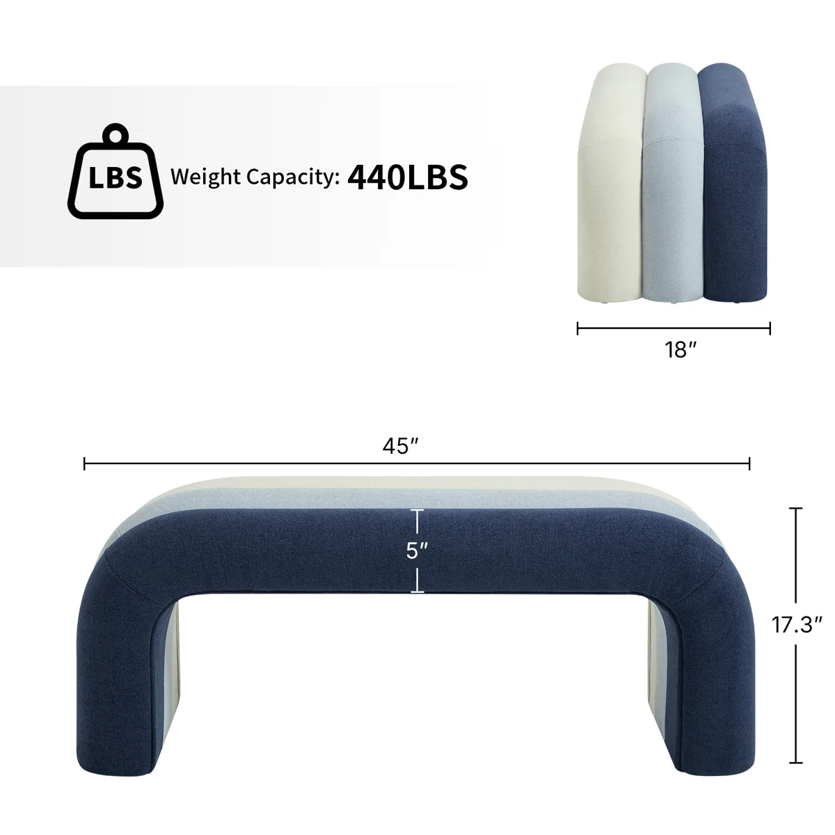Velvet Upholstered Waterfall Bench – Ombre Seating Leisure Italian (20)