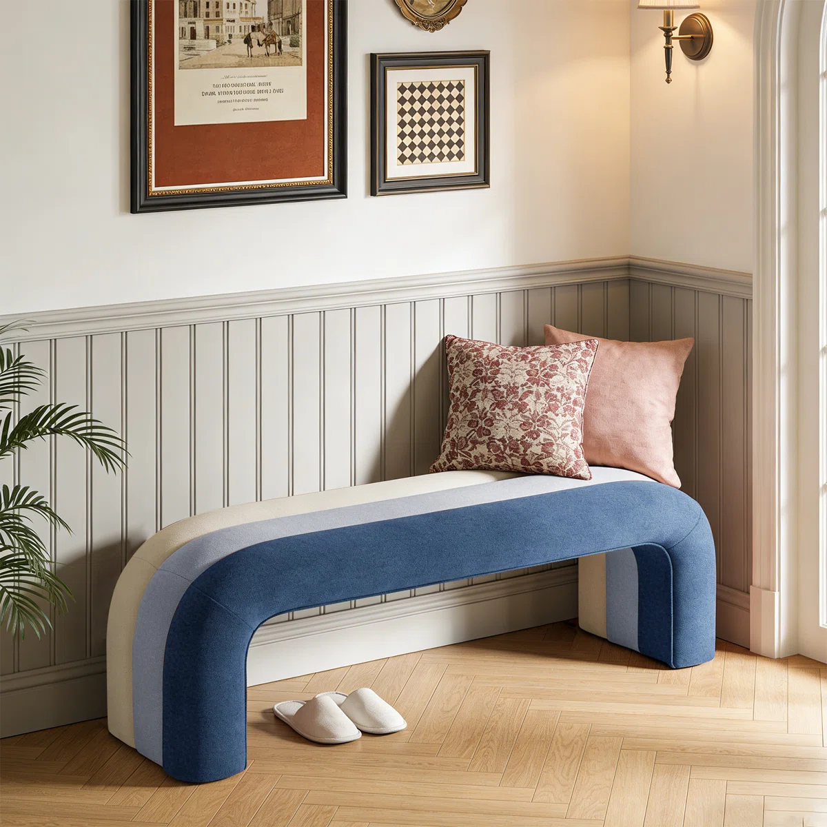 Velvet Upholstered Waterfall Bench – Ombre Seating Leisure Italian (22)