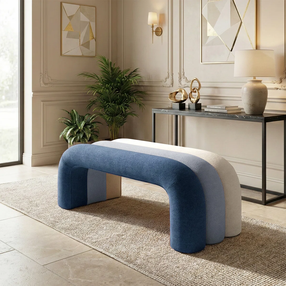 Velvet Upholstered Waterfall Bench – Ombre Seating Leisure Italian (23)