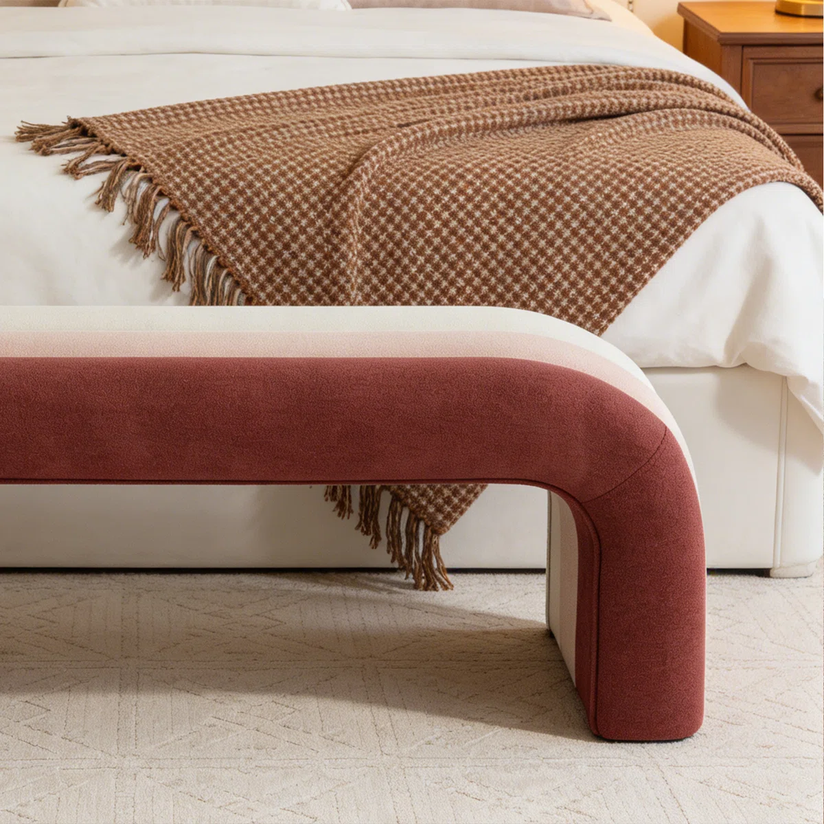 Velvet Upholstered Waterfall Bench – Ombre Seating Leisure Italian (25)