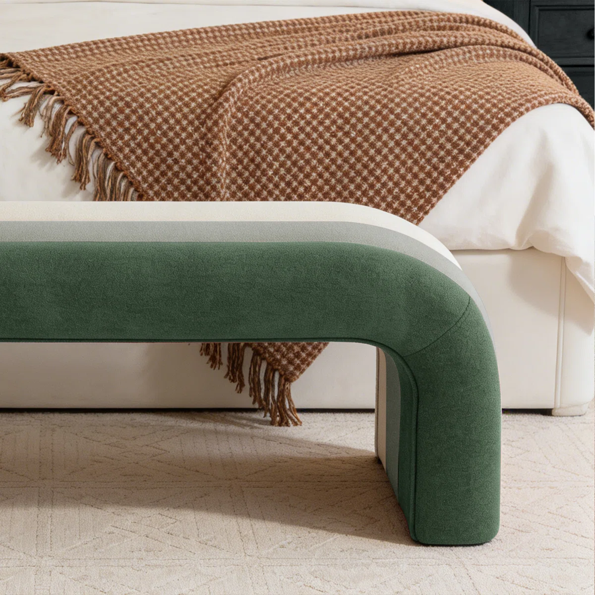Velvet Upholstered Waterfall Bench – Ombre Seating Leisure Italian (9)