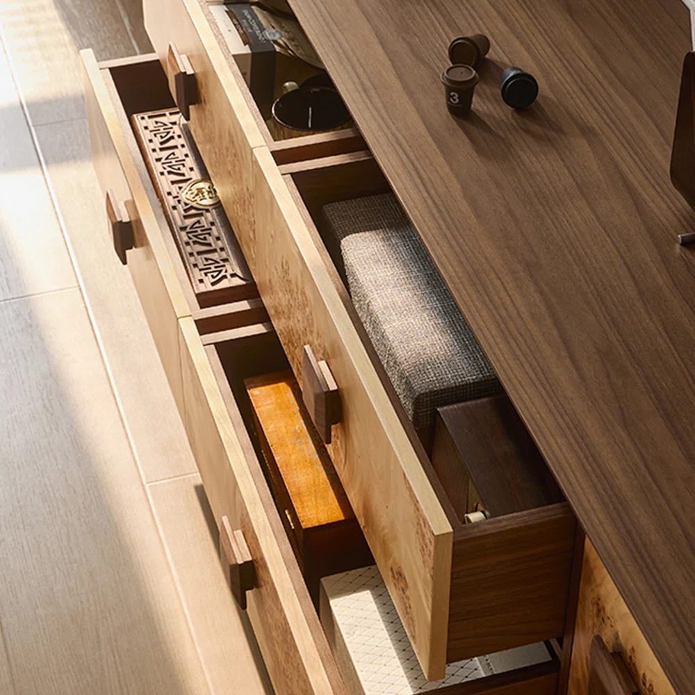 Luxury Burl Veneer TV Cabinet (4)