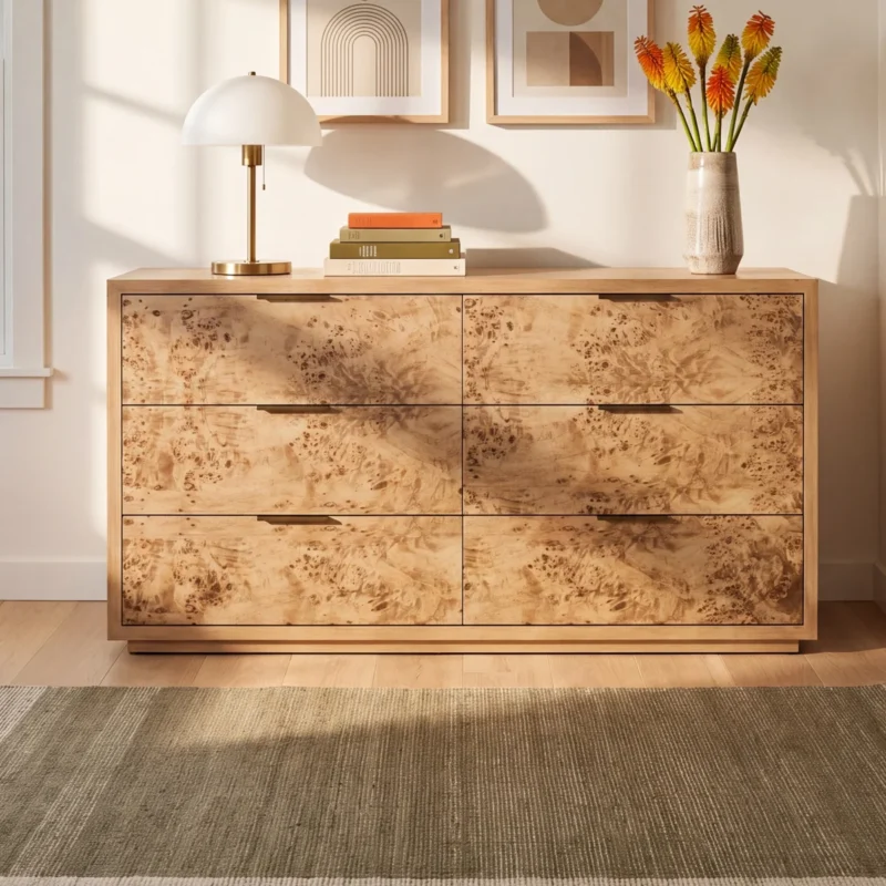 Rosen Dresser with burl drawer fronts
